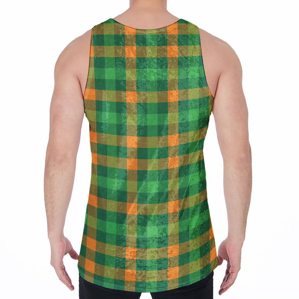 St. Patrick's Day Buffalo Check Print Men's Velvet Tank Top