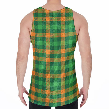 St. Patrick's Day Buffalo Check Print Men's Velvet Tank Top