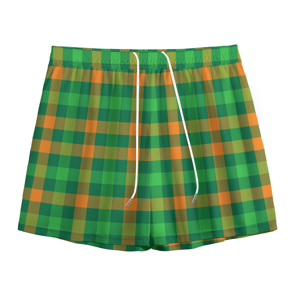 St. Patrick's Day Buffalo Check Print Mesh Shorts