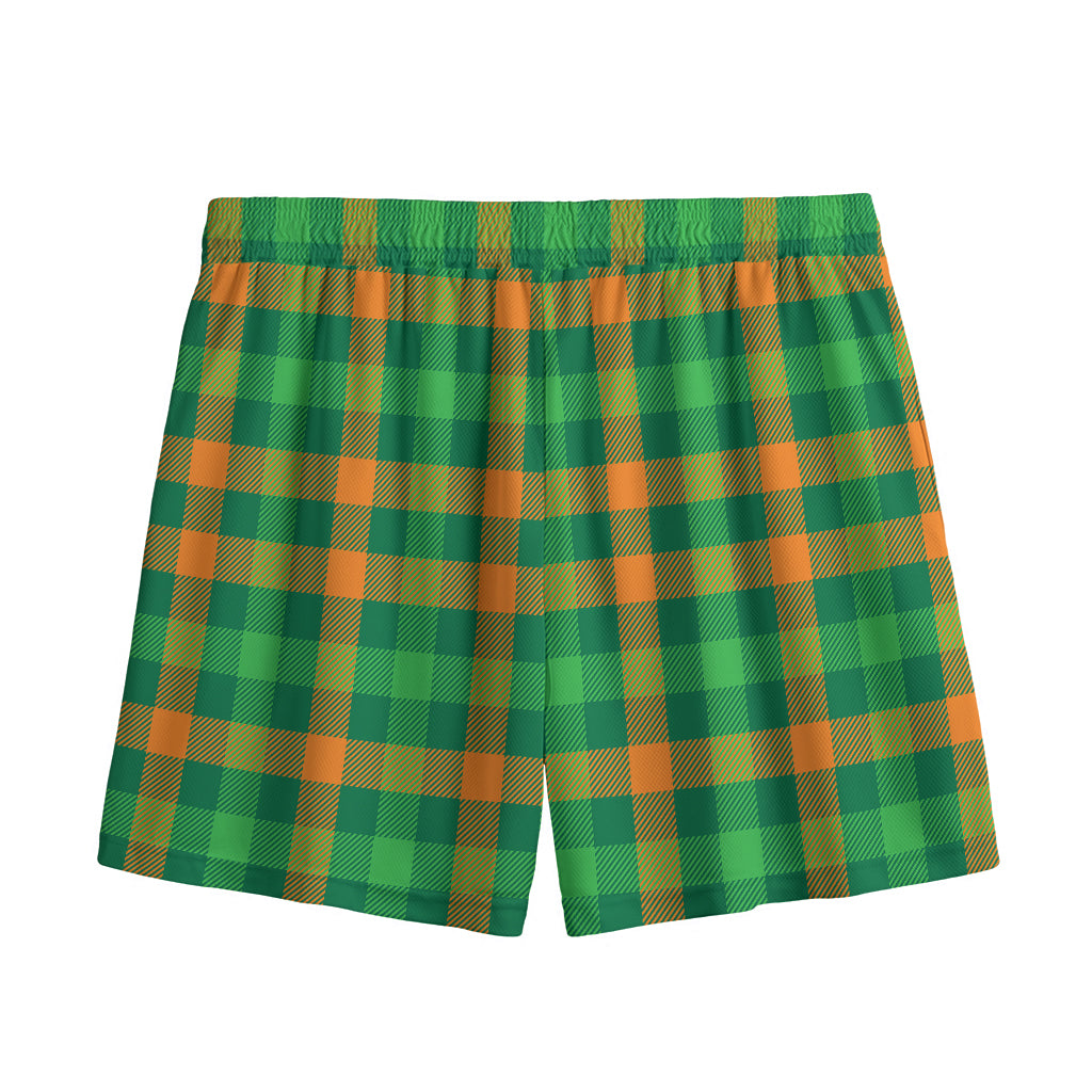 St. Patrick's Day Buffalo Check Print Mesh Shorts