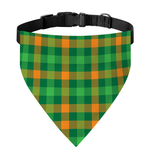 St. Patrick's Day Buffalo Check Print Over The Collar Dog Bandana
