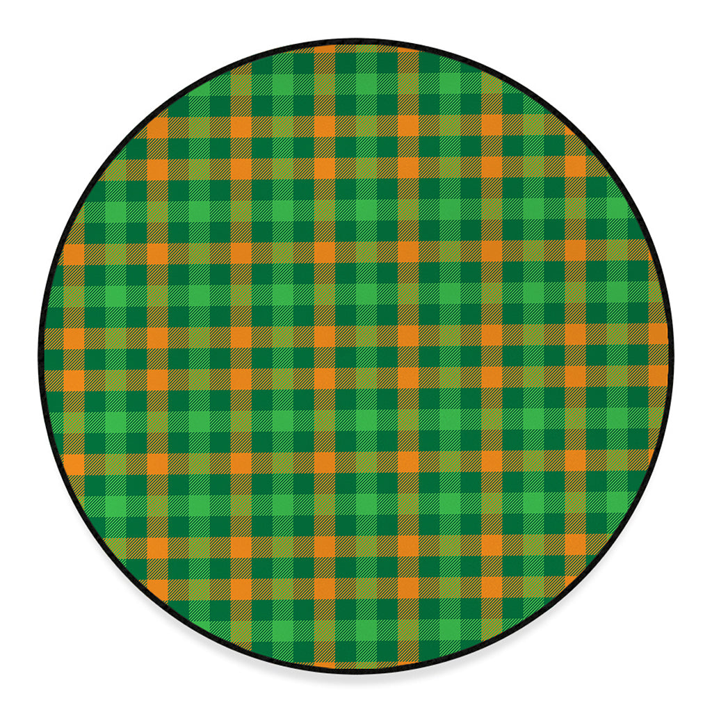 St. Patrick's Day Buffalo Check Print Round Floor Mat