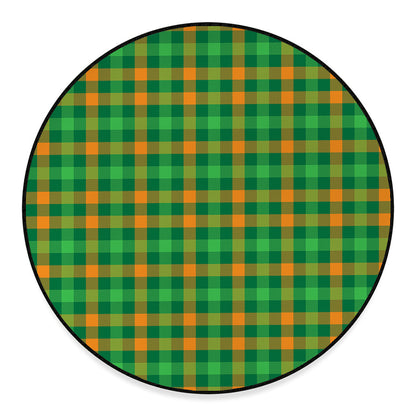 St. Patrick's Day Buffalo Check Print Round Floor Mat