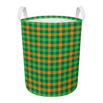 St. Patrick's Day Buffalo Check Print Round Laundry Basket