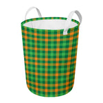 St. Patrick's Day Buffalo Check Print Round Laundry Basket