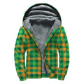 St. Patrick's Day Buffalo Check Print Sherpa Lined Zip Up Hoodie