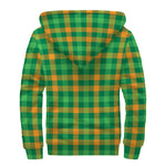 St. Patrick's Day Buffalo Check Print Sherpa Lined Zip Up Hoodie