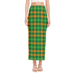 St. Patrick's Day Buffalo Check Print Side Slit Maxi Skirt