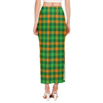 St. Patrick's Day Buffalo Check Print Side Slit Maxi Skirt