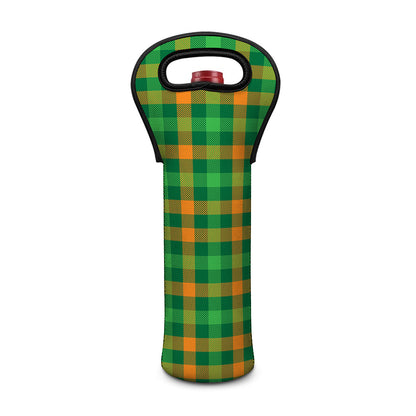 St. Patrick's Day Buffalo Check Print Single Neoprene Wine Tote