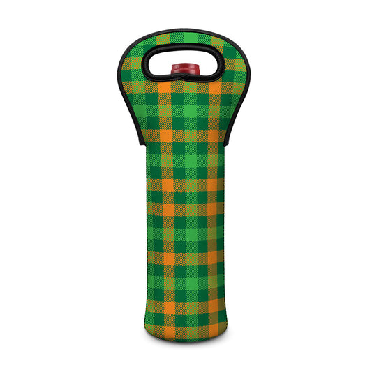 St. Patrick's Day Buffalo Check Print Single Neoprene Wine Tote