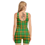 St. Patrick's Day Buffalo Check Print Sleeveless One Piece Swimsuit