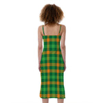 St. Patrick's Day Buffalo Check Print Slim Fit Midi Cami Dress