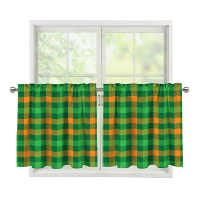 St. Patrick's Day Buffalo Check Print Tier Curtains