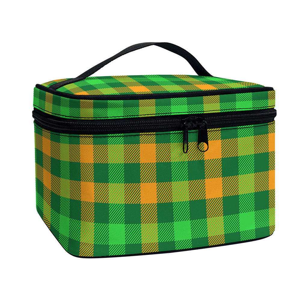 St. Patrick's Day Buffalo Check Print Travel Makeup Bag