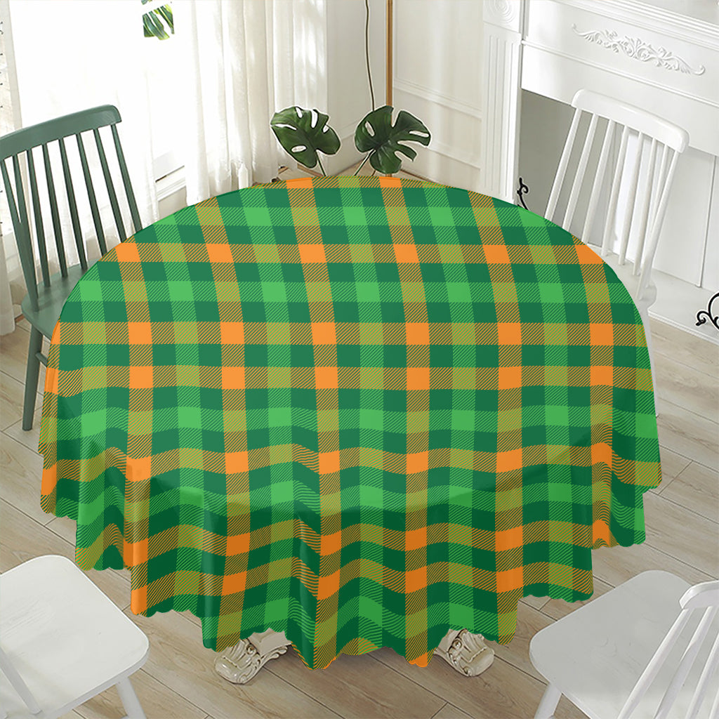 St. Patrick's Day Buffalo Check Print Waterproof Round Tablecloth