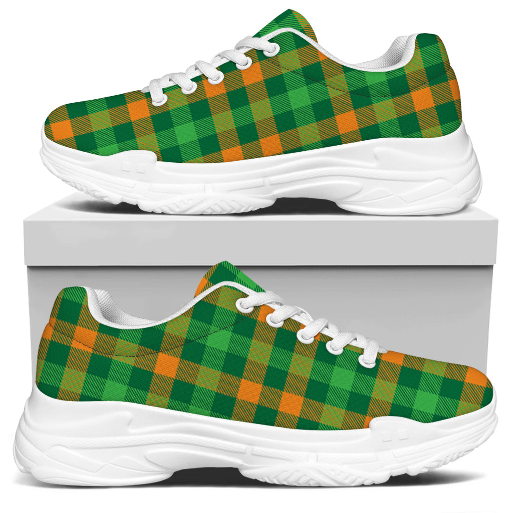 St. Patrick's Day Buffalo Check Print White Chunky Shoes