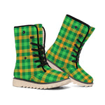 St. Patrick's Day Buffalo Check Print Winter Boots