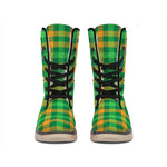 St. Patrick's Day Buffalo Check Print Winter Boots