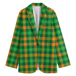 St. Patrick's Day Buffalo Check Print Women's Blazer