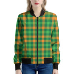 St. Patrick's Day Buffalo Check Print Women's Bomber Jacket