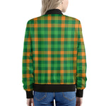 St. Patrick's Day Buffalo Check Print Women's Bomber Jacket