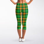 St. Patrick's Day Buffalo Check Print Women's Capri Leggings