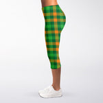 St. Patrick's Day Buffalo Check Print Women's Capri Leggings