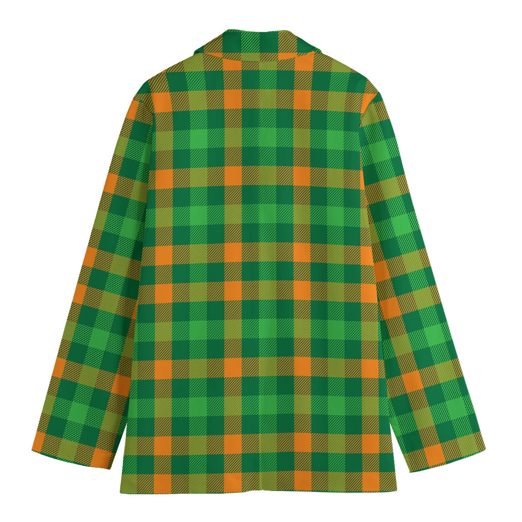 St. Patrick's Day Buffalo Check Print Women's Cotton Blazer
