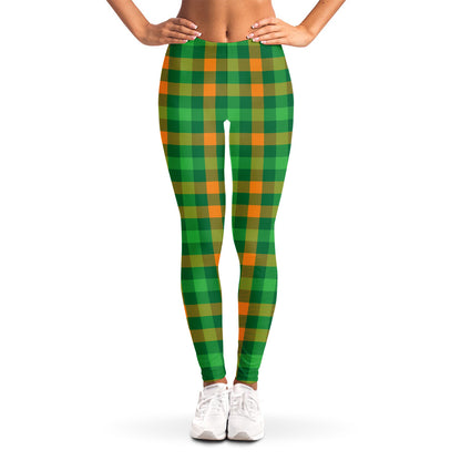 St. Patrick's Day Buffalo Check Print Women's Leggings