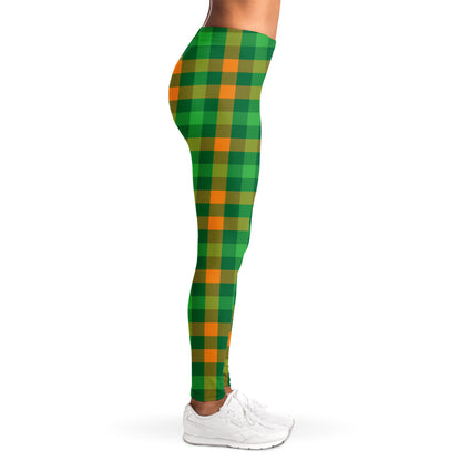 St. Patrick's Day Buffalo Check Print Women's Leggings
