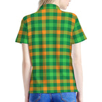 St. Patrick's Day Buffalo Check Print Women's Polo Shirt