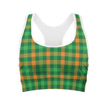 St. Patrick's Day Buffalo Check Print Women's Sports Bra