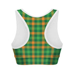 St. Patrick's Day Buffalo Check Print Women's Sports Bra