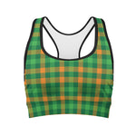 St. Patrick's Day Buffalo Check Print Women's Sports Bra