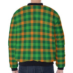 St. Patrick's Day Buffalo Check Print Zip Sleeve Bomber Jacket