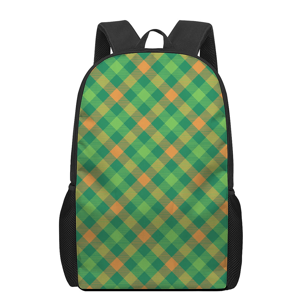 St. Patrick's Day Buffalo Pattern Print 17 Inch Backpack