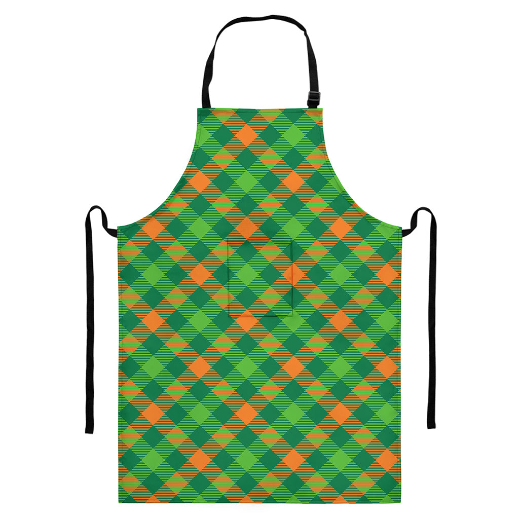 St. Patrick's Day Buffalo Pattern Print Bib Apron With Pocket