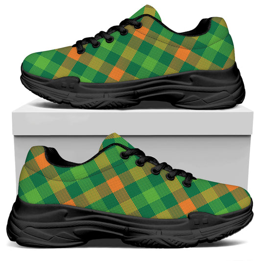 St. Patrick's Day Buffalo Pattern Print Black Chunky Shoes
