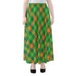 St. Patrick's Day Buffalo Pattern Print Chiffon Maxi Skirt