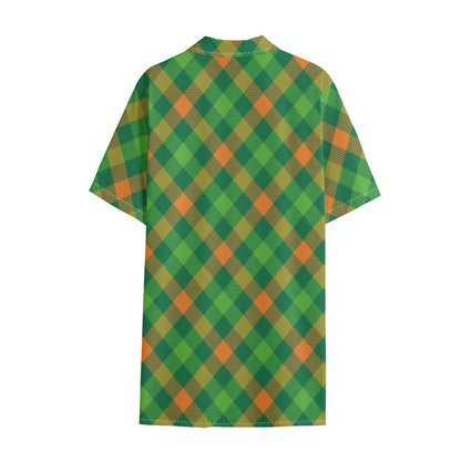 St. Patrick's Day Buffalo Pattern Print Cotton Hawaiian Shirt