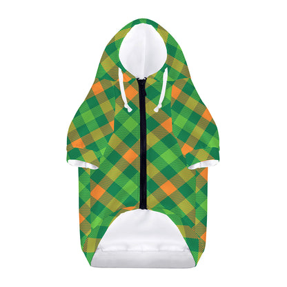 St. Patrick's Day Buffalo Pattern Print Dog Zip Up Hoodie