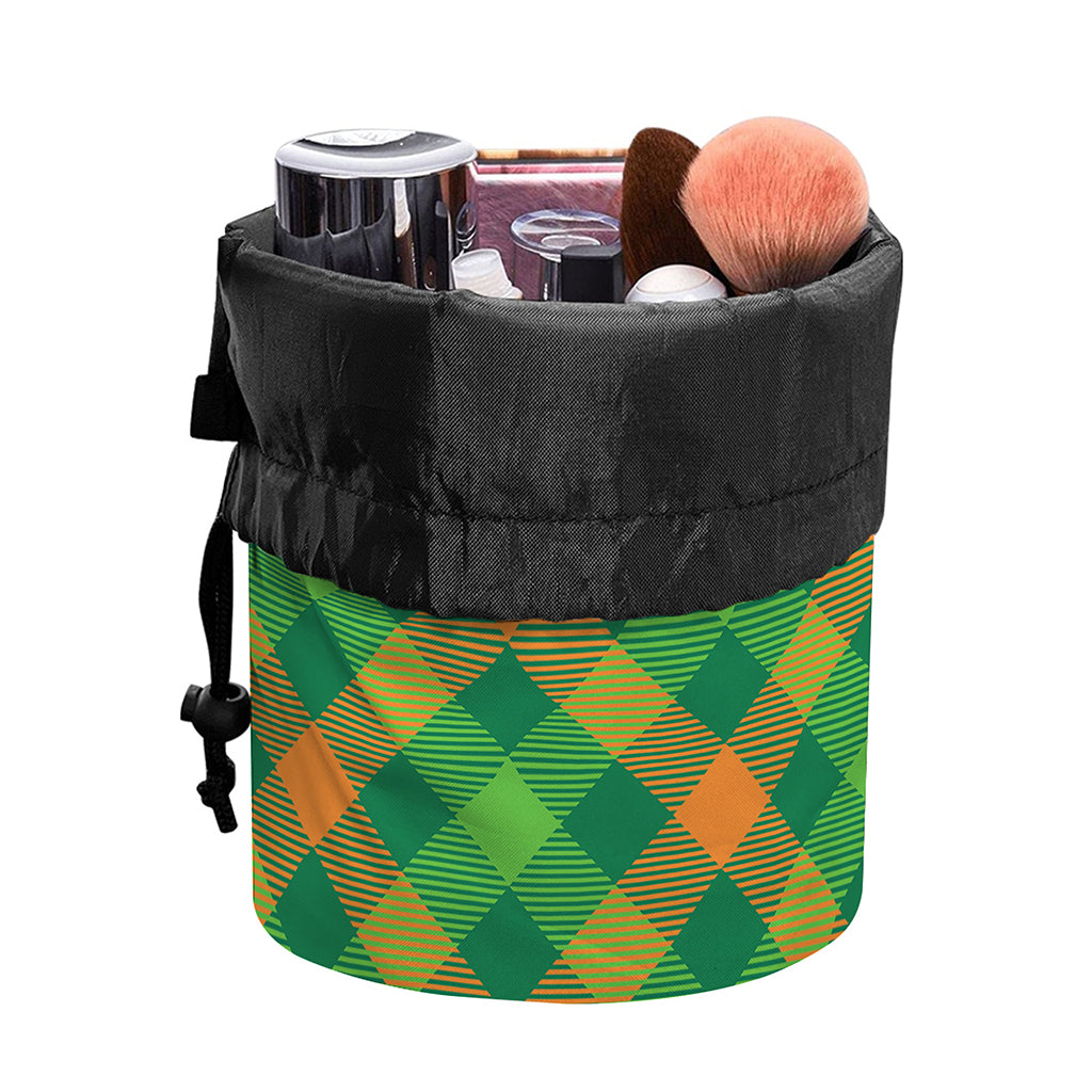 St. Patrick's Day Buffalo Pattern Print Drawstring Makeup Bag