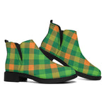 St. Patrick's Day Buffalo Pattern Print Flat Ankle Boots