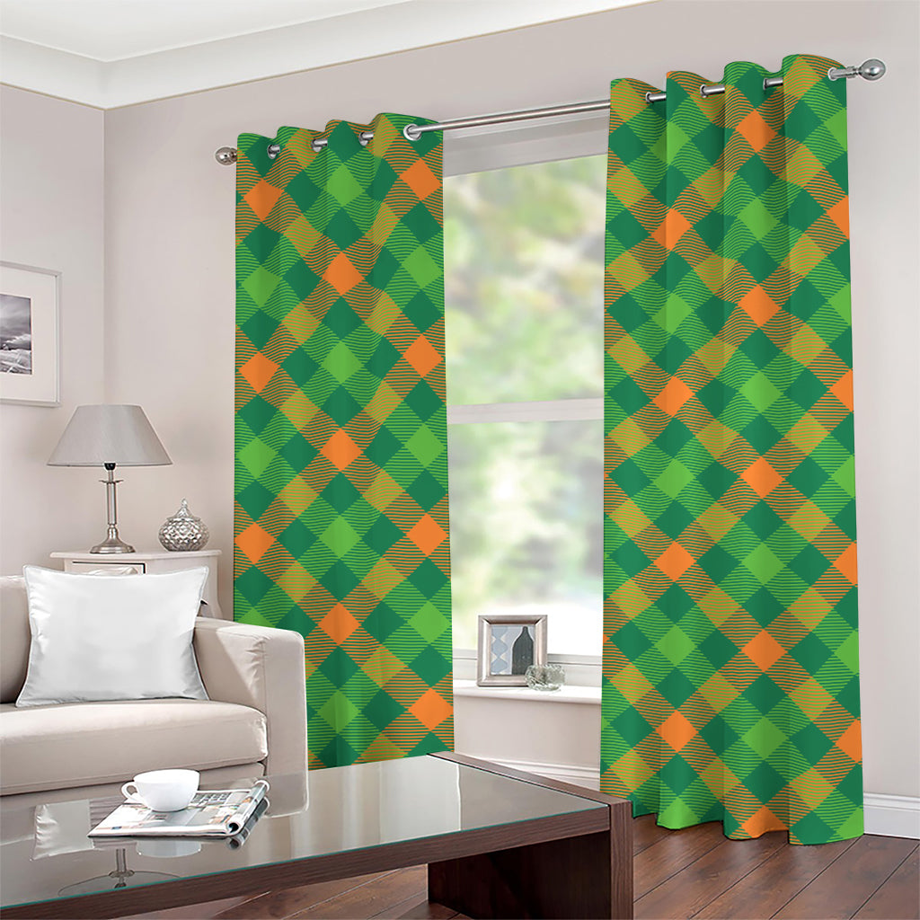 St. Patrick's Day Buffalo Pattern Print Grommet Curtains