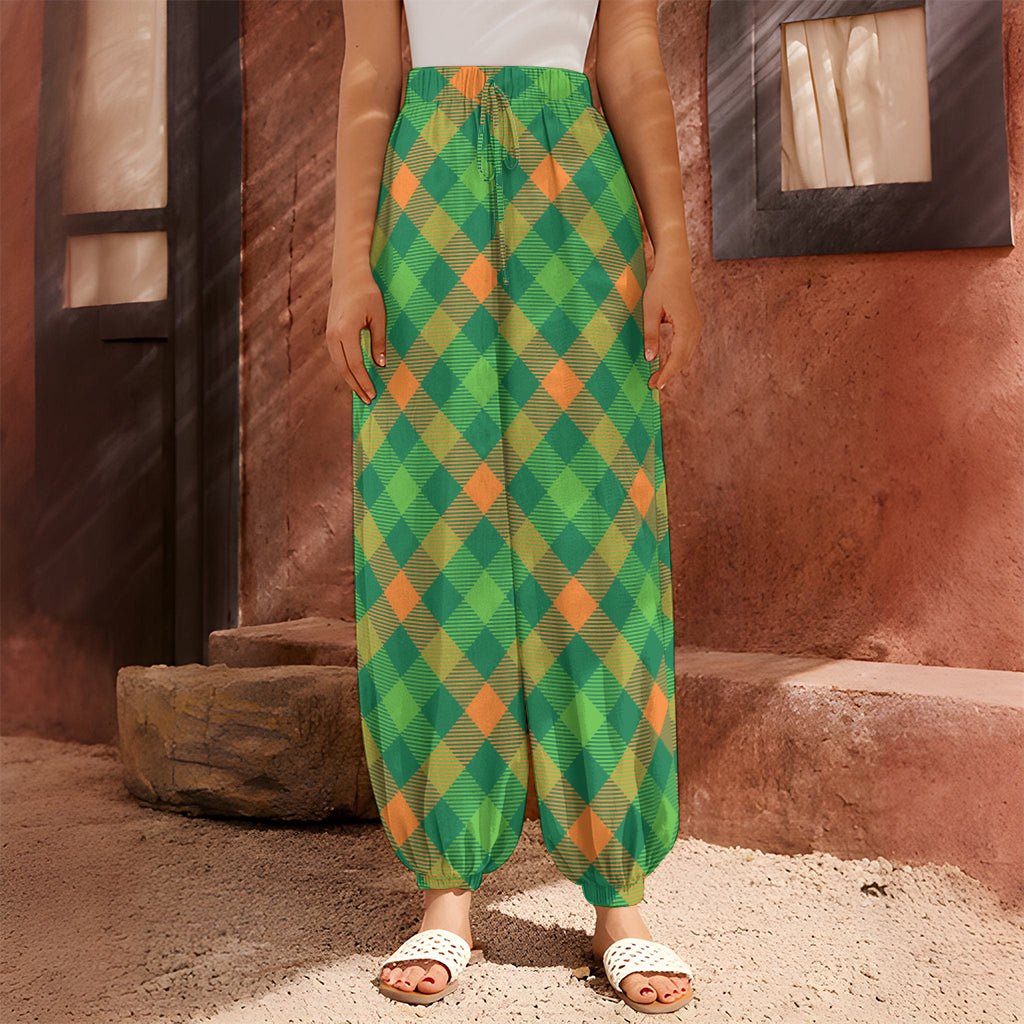 St. Patrick's Day Buffalo Pattern Print Harem Pants