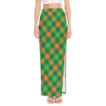 St. Patrick's Day Buffalo Pattern Print High Slit Maxi Skirt