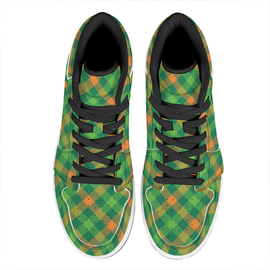 St. Patrick's Day Buffalo Pattern Print High Top Leather Sneakers