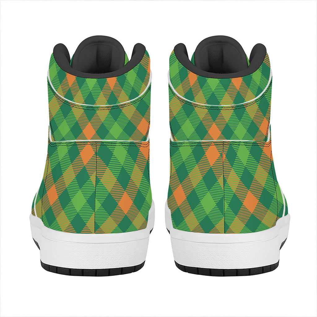 St. Patrick's Day Buffalo Pattern Print High Top Leather Sneakers