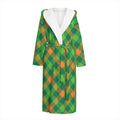 St. Patrick's Day Buffalo Pattern Print Hooded Bathrobe